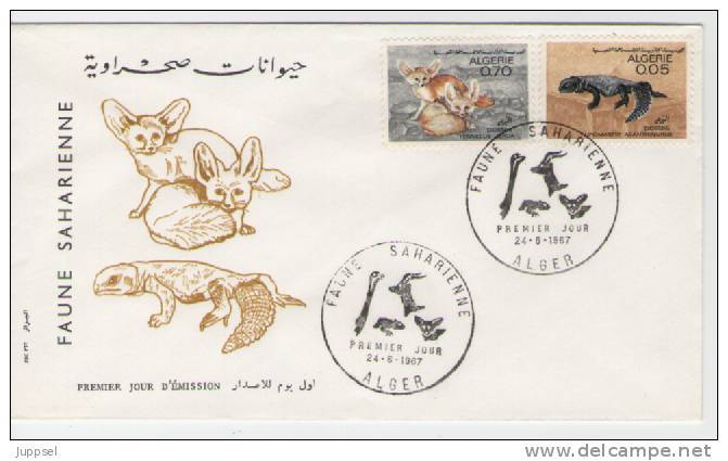 FDC  ALGERIA    Fennec,  Lizard     /  ALGERIE    Fennec, Saurien   1967 - Sonstige & Ohne Zuordnung