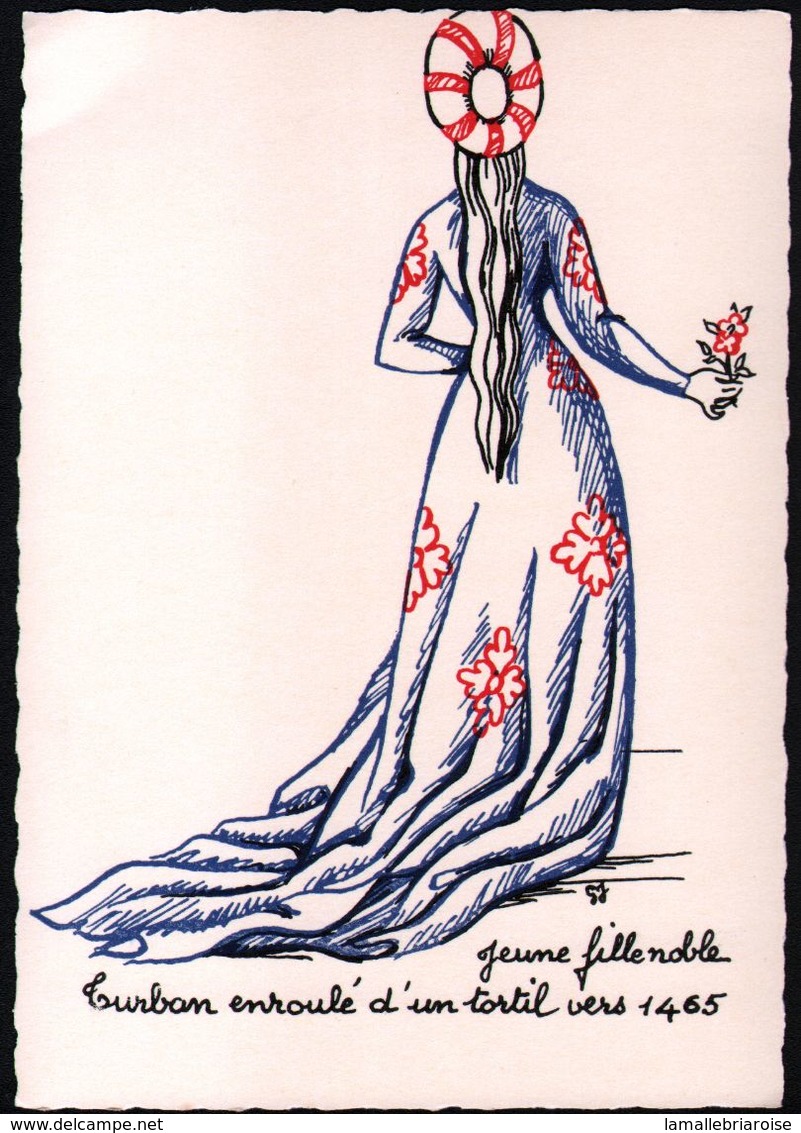 Genevieve James, Serie complète de 16 cartes, cinq siècles de mode francaise, la parisienne au 15e siecle
