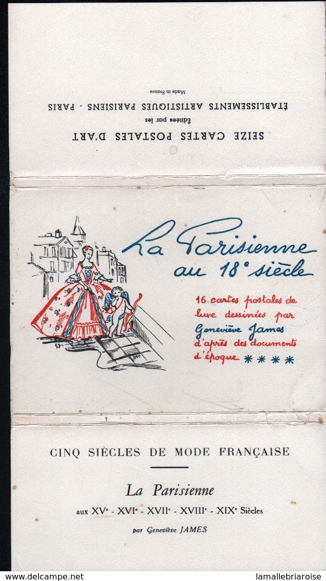 Genevieve James, Serie Complète De 16 Cartes, Cinq Siècles De Mode Francaise, La Parisienne Au 18e Siecle - Mode