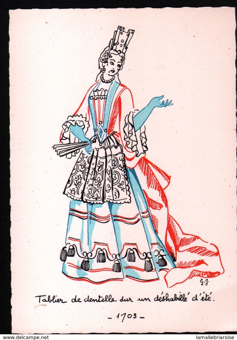 Genevieve James, Serie complète de 16 cartes, cinq siècles de mode francaise, la parisienne au 18e siecle
