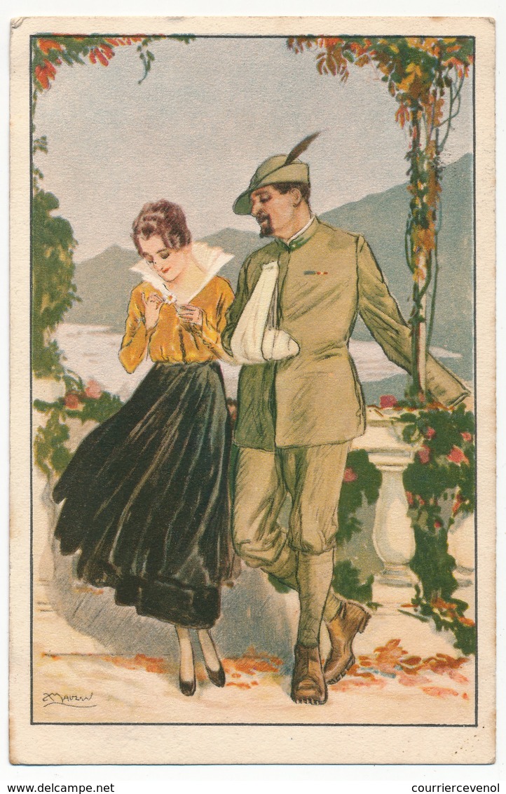 CPA Illustrateur MAUZAN - Couple, Militaire Blessé, Bras En écharpe. - Mauzan, L.A.