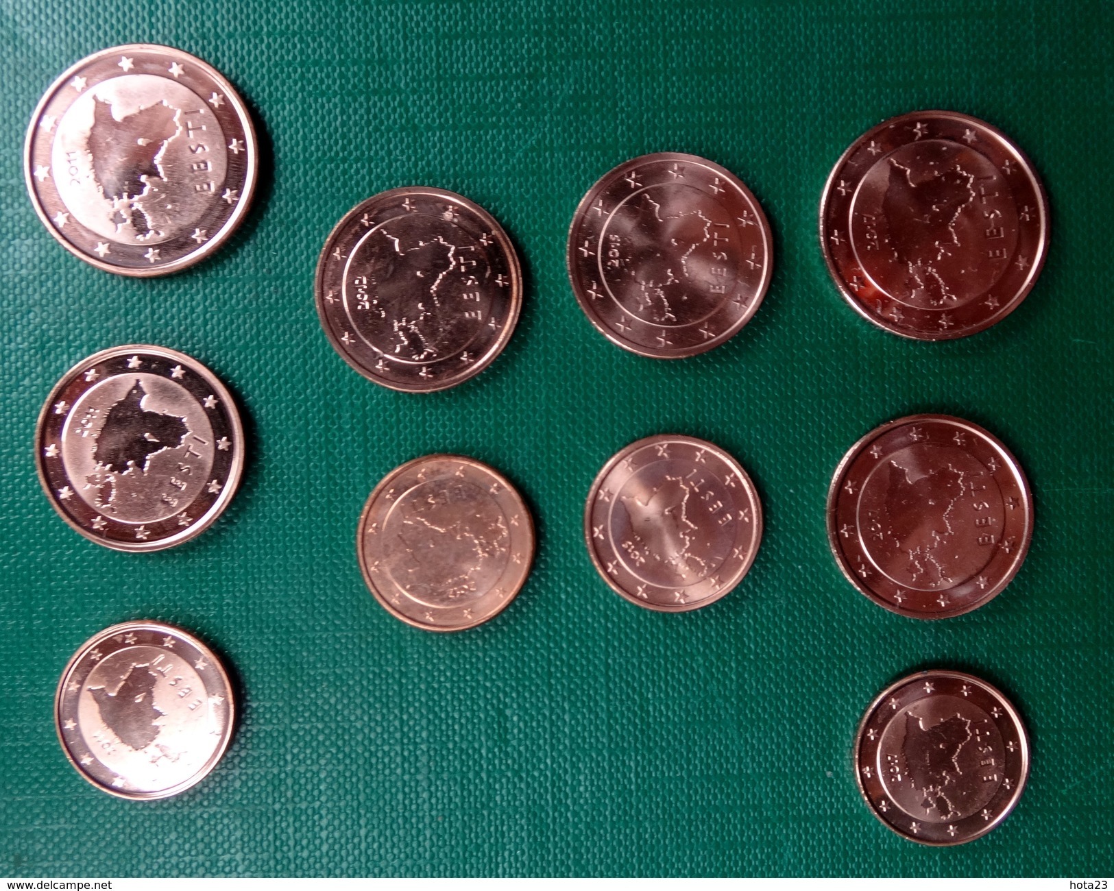 Estonia-2011-2012-2015-2017-1-2-5-Euro-CENT-Coin-set-UNC-lot-10-coins - Estland