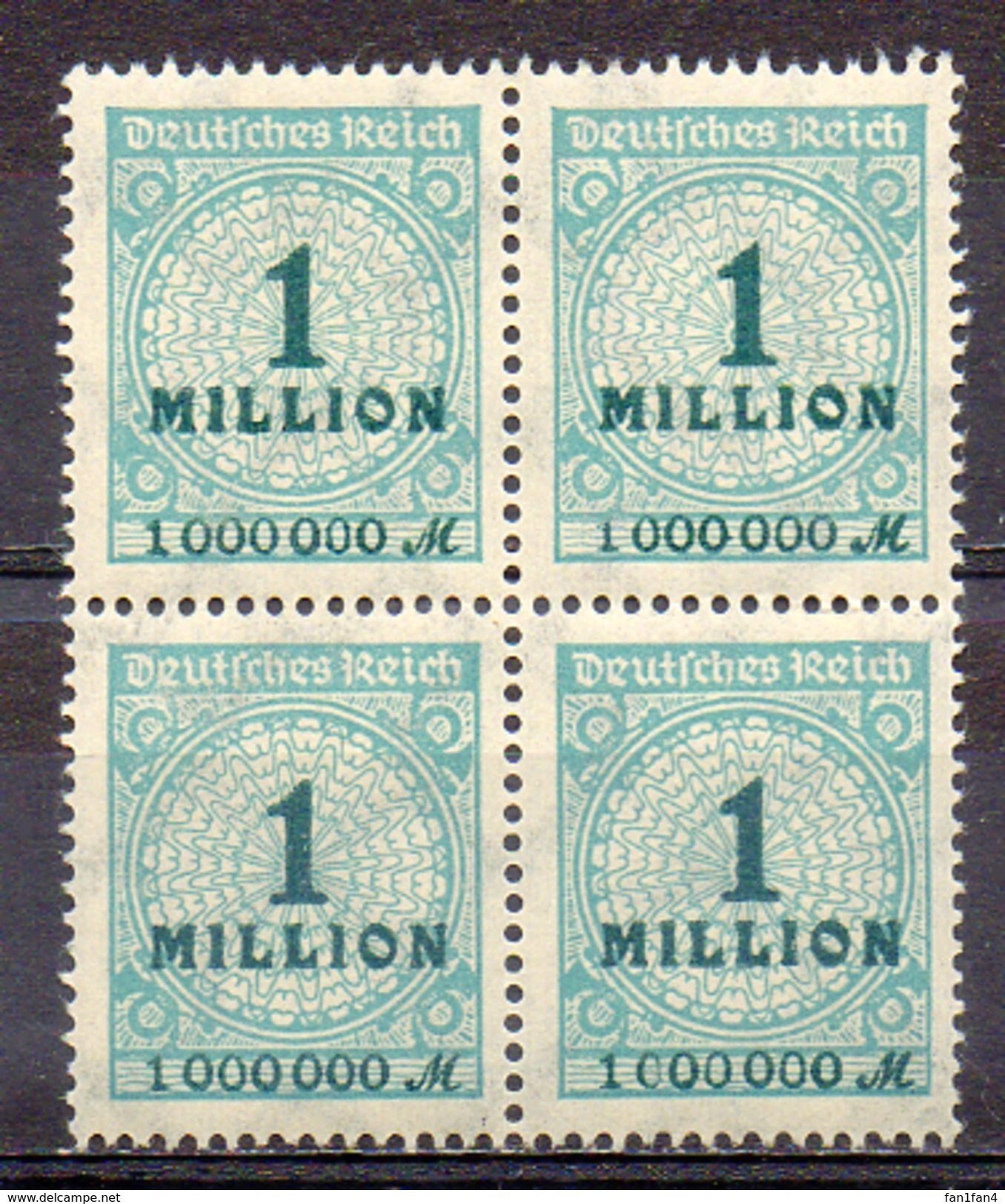 ALLEMAGNE - République De WEIMAR - 1923 - Bloc De 4 Du N° 295 - 1 Mn.. Vert-bleu - (Filigrane "B") - Unused Stamps