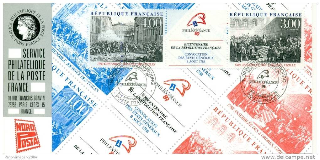 052 Carte Officielle Exposition Internationale Exhibition Nord Posta 1988 France FDC French Revolution Francaise Tuiles - Philatelic Exhibitions