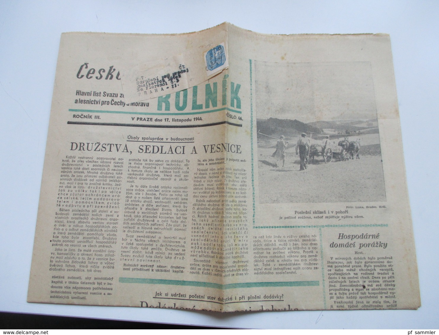 Böhmen U. Mähren 1944 Nr. 43 EF Auf Streifband Auf Kompletter Zeitung Vom 17.11.1944 - Briefe U. Dokumente