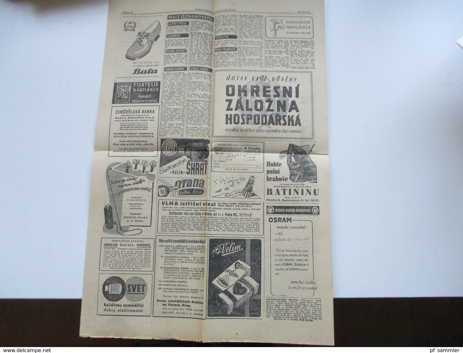 Böhmen u. Mähren 1944 Nr. 43 EF auf Streifband auf kompletter Zeitung vom 17.11.1944