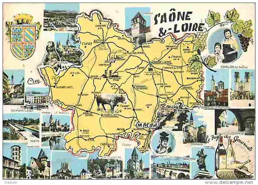 71 - Saone Et Loire - Multivues - Blasons - Carte Géographique - Voir Scans Recto-Verso - Autres & Non Classés