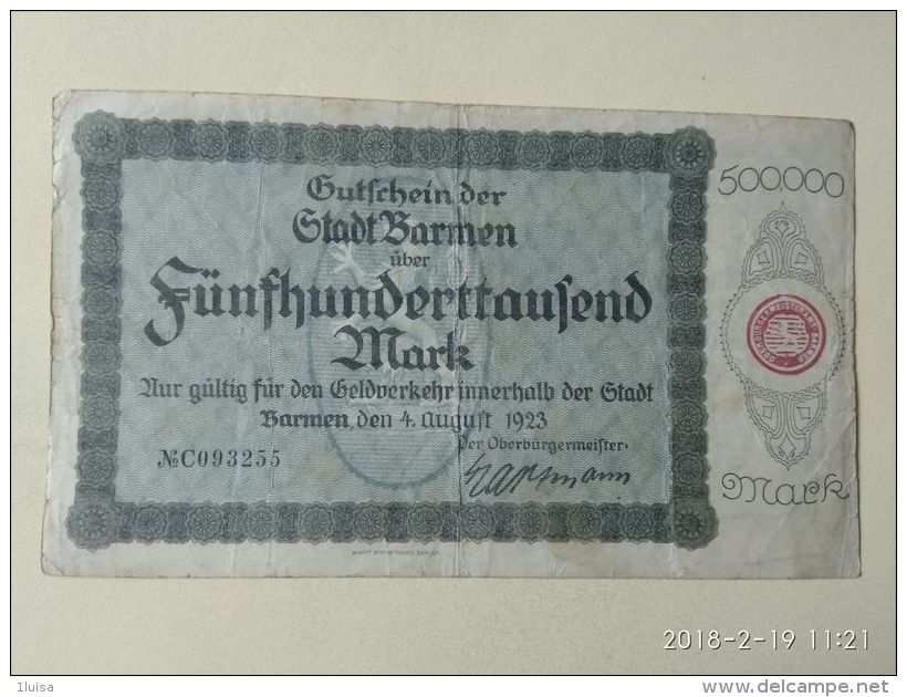 GERMANIA Barmrn 500000 Mark 1923 - [11] Lokale Uitgaven