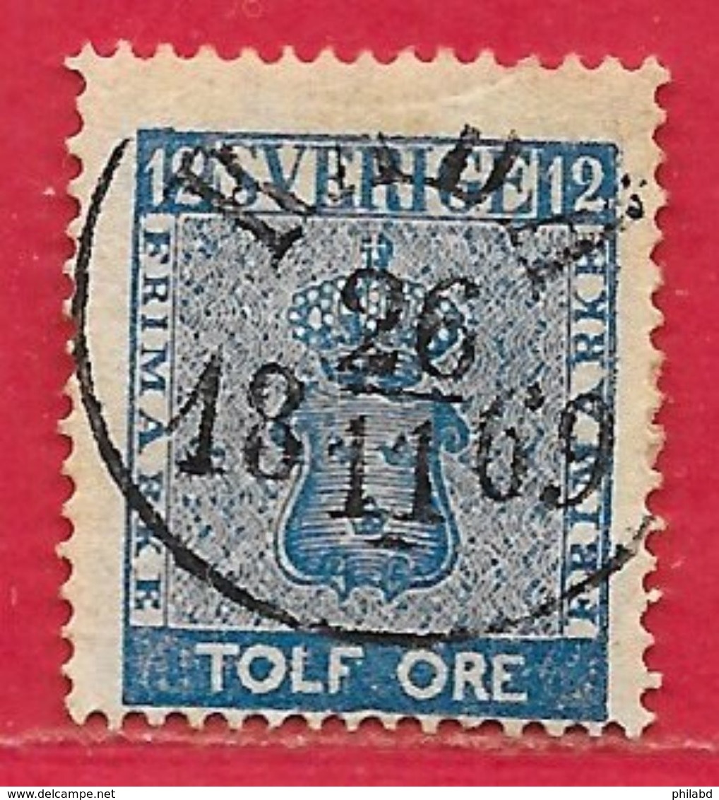 Suède N°8 12ö Bleu (26 11 1869) 1858-70 O - Oblitérés