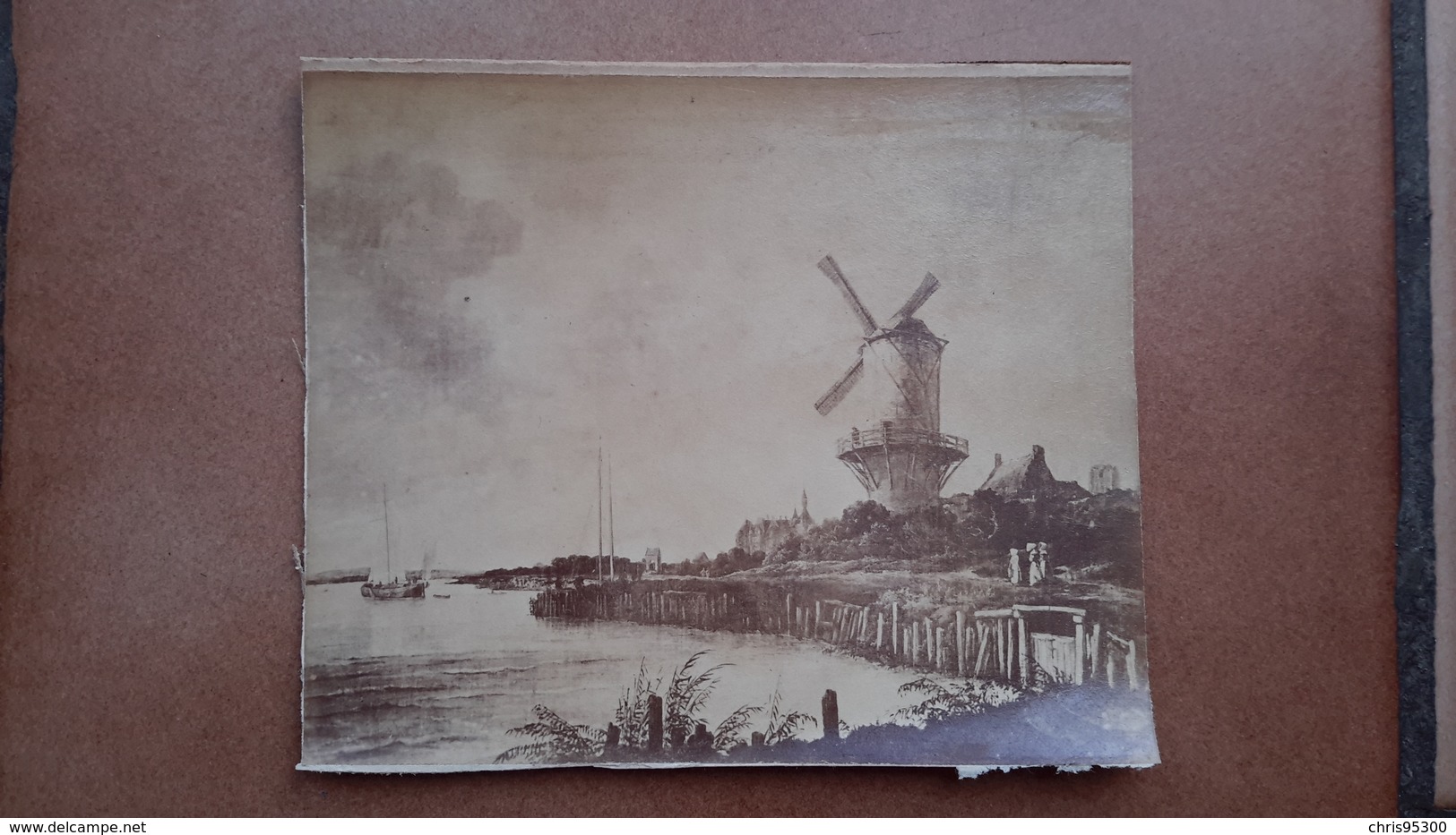 PHOTO ANCIENNE DE GRAVURE - AMSTERDAM - PAYS BAS - HOLLANDE - MOULIN MOLEN - Andere & Zonder Classificatie