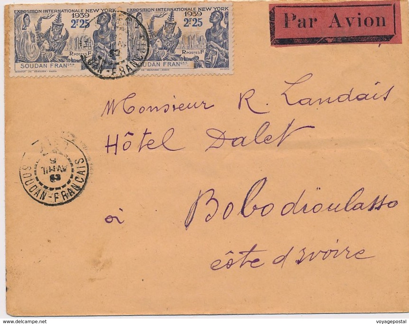 Lettre Kayes Soudan TP Exposition Internationale + 2 Paires Au Dos - Storia Postale