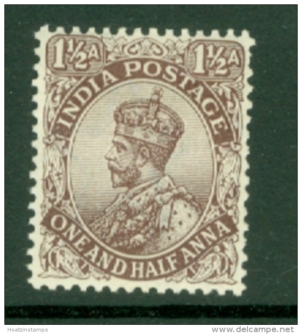 India: 1911/22   KGV      SG164    1&frac12;a    Grey-brown  [type A]     MH - 1911-35 King George V