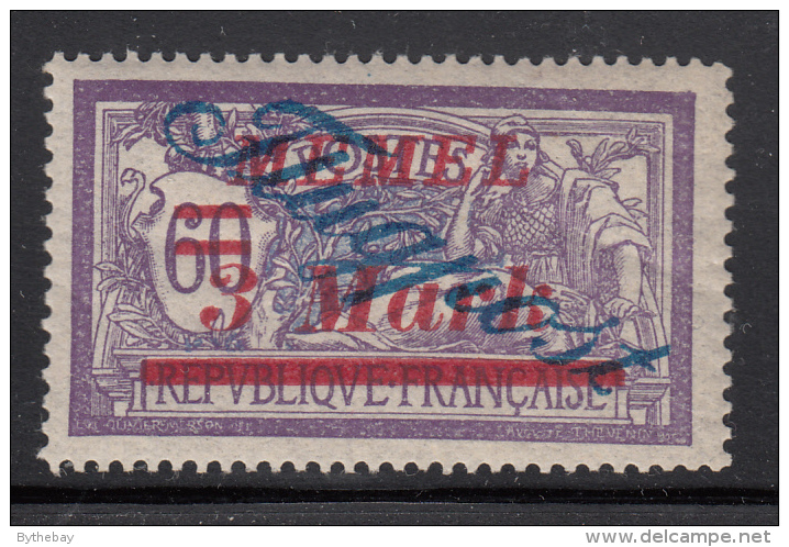 Memel 1922 MH Scott #C14 Flugpost, 3M On 60c Variety: Broken 'p' In Overprint - Besetzungen 1914-18