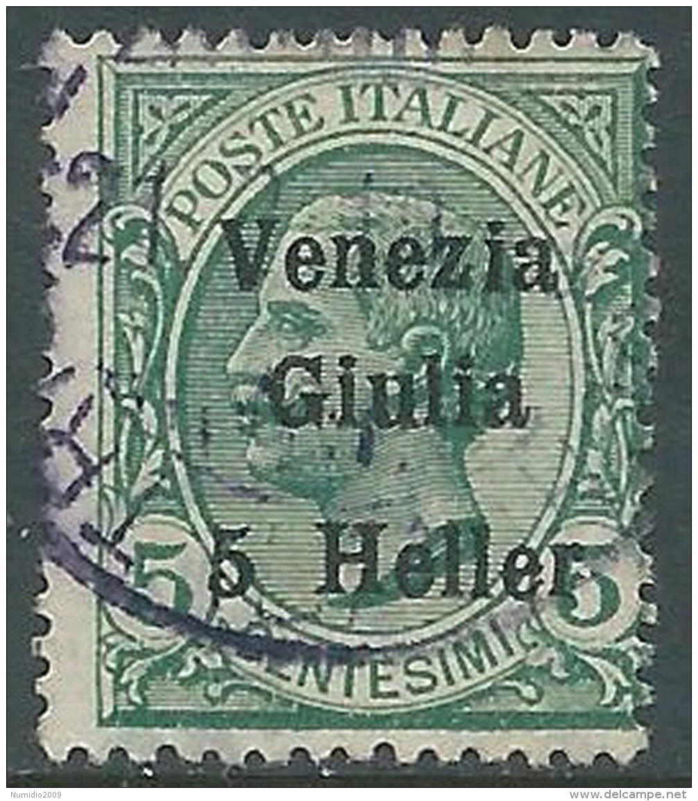 1919 VENEZIA GIULIA USATO EFFIGIE 5 H SU 5 CENT - I35-6 - Venezia Giulia