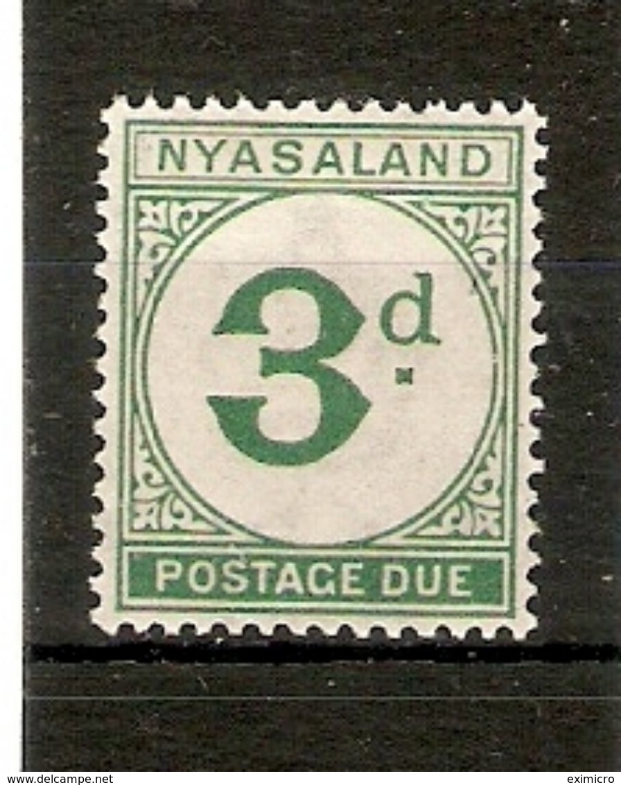 NYASALAND 1950 3d POSTAGE DUE SG D3 LIGHTLY MOUNTED MINT Cat £17 - Nyassaland (1907-1953)