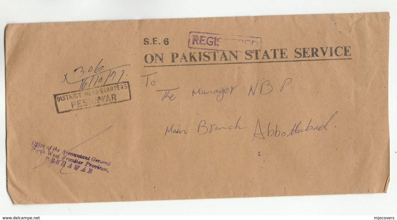 1991 Registered Peshwar PAKISTAN COVER Stamps - Pakistan