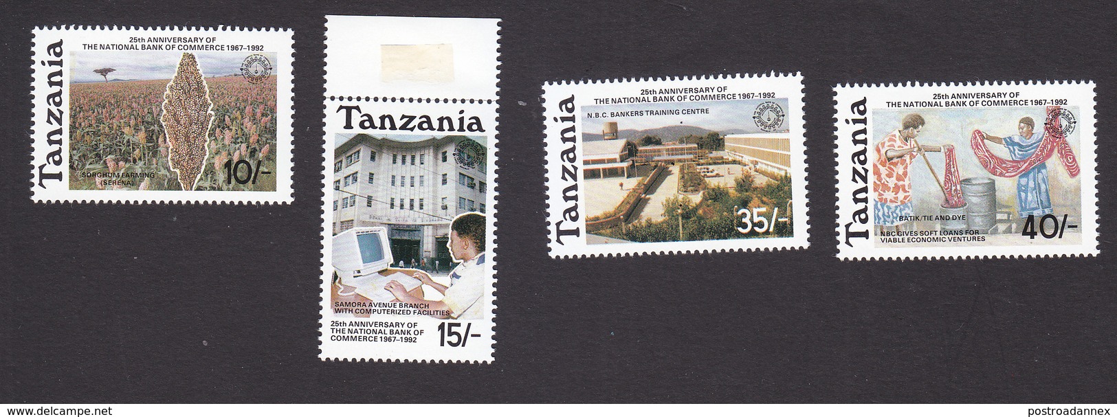 Tanzania, Scott #878-881, Mint Hinged, Nat'l Bank Of Commerce, Issued 1992 - Tanzania (1964-...)