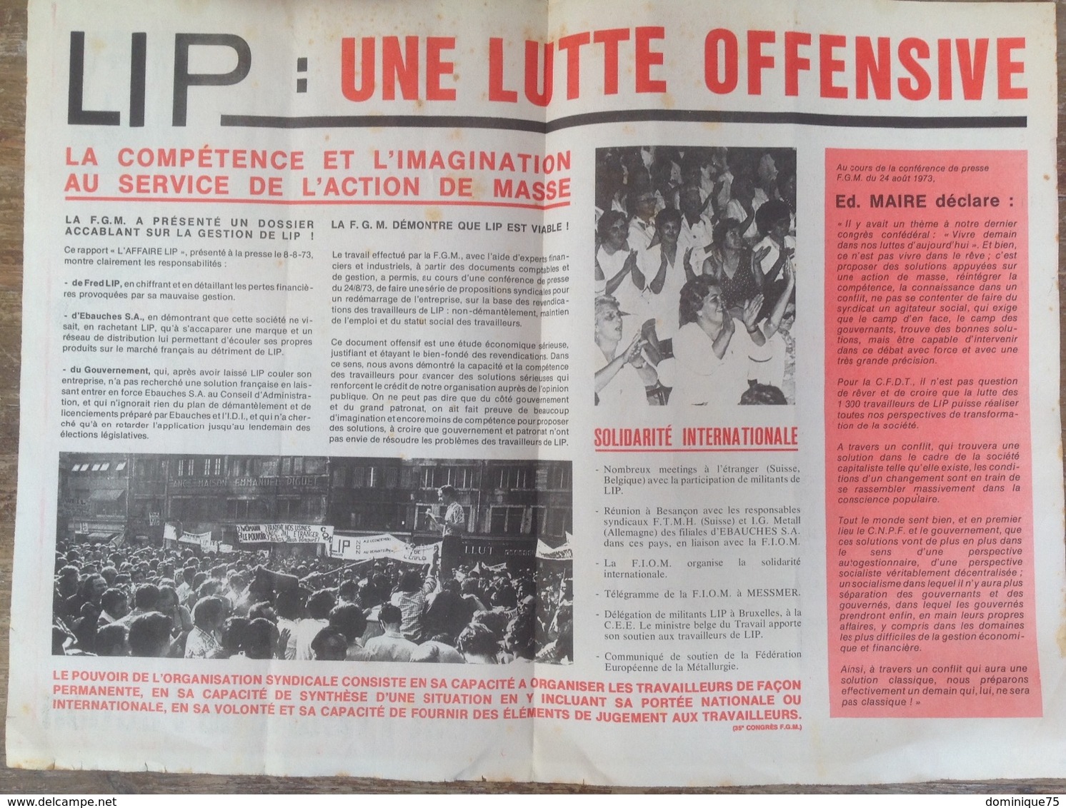 La Voix Des Métaux FGM CFDT No 206 Sept 1973 LIP : Une Lutte Offensive - Other & Unclassified