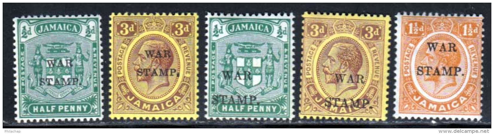 Jamaique 1916 Yvert 72 - 74 / 77 ** TB - Jamaica (...-1961)