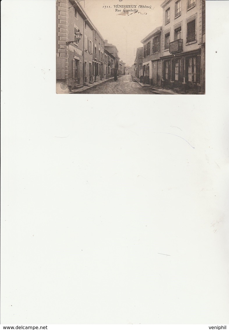 VENISSIEUX -CARTE SEPIA - RUE GAMBETTA  - 1920 - Vénissieux