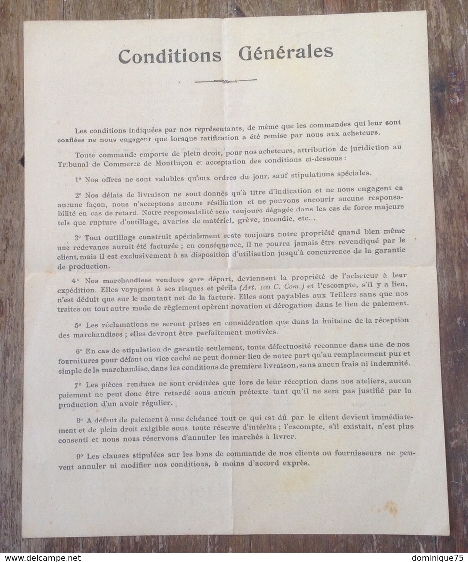 Publicité Forges St-Hyppolyte - A.Soudry & Cie Les Trillers Par Vaux Allier -Pièces De Tole D'Acier - 1900 – 1949