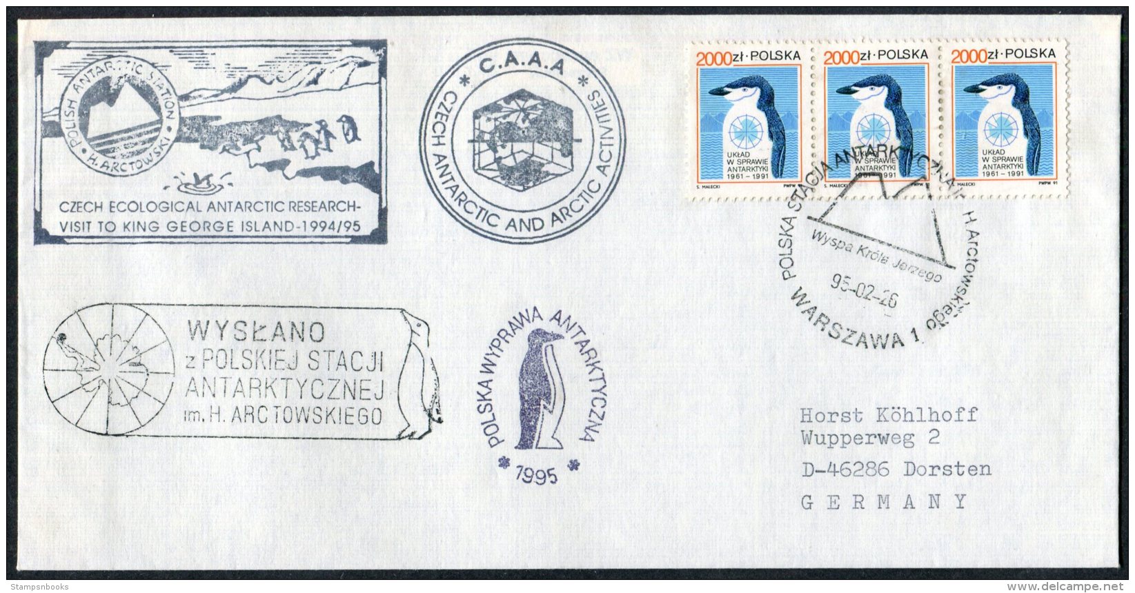 1995 Poland Antarctica Polar Expedition Penguin Cover. Czech Ecological Research, King George Island - Antarctic Expeditions