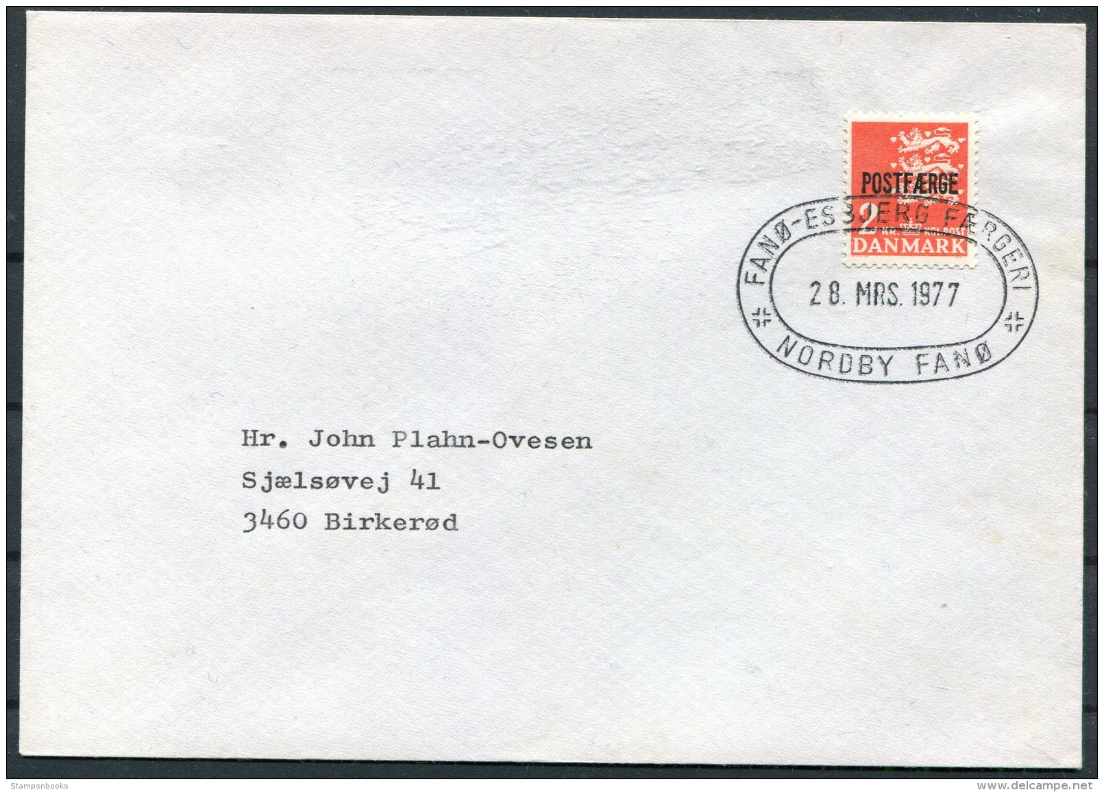 1977 Denmark 2k Ferry Stamp Cover. Fano - Esbjerg, Nordby Fano Ship - Covers & Documents