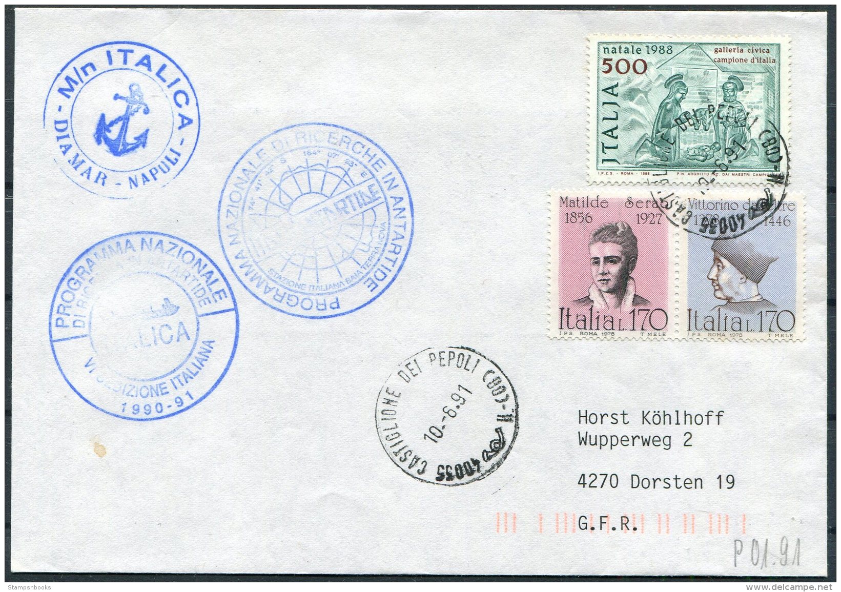 1991 Italy Antarctic Ship ITALICA Napoli Polar Cover - 1991-00: Marcophilia