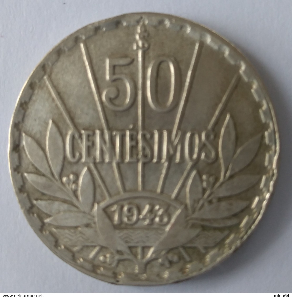 URUGUAY - 50 Centésimos 1943 - Argent - - Uruguay