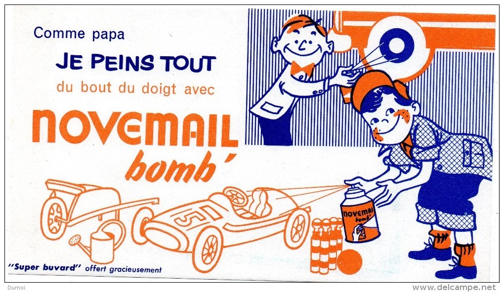 Buvard  -  NOVEMAIL Bomb Comme Papa Je Peins Tout Du Bout Du Doigt  (fond Orange) - Paints