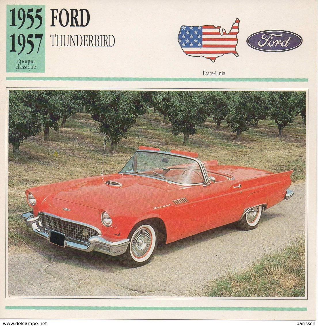 FICHE VOITURE FORD THUNDERBIRD - Cars