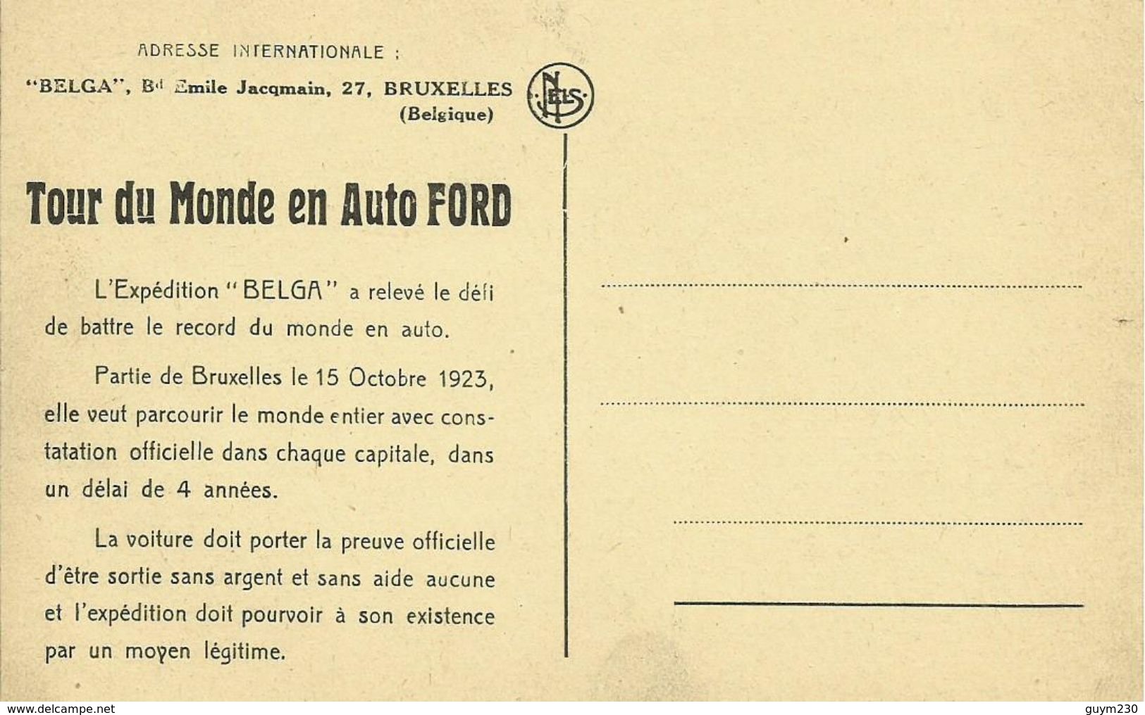 Tour Du Monde En Auto FORD- 1923 - Voitures De Tourisme