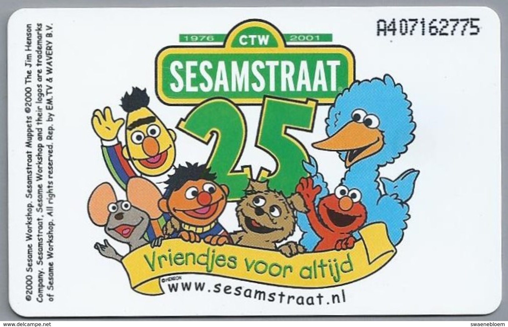 NL.- Telefoonkaart. PTT Telecom. 10 Gulden. SESAMSTRAAT 25 JAAR. Vriendjes Voor Altijd. A407. - Comics