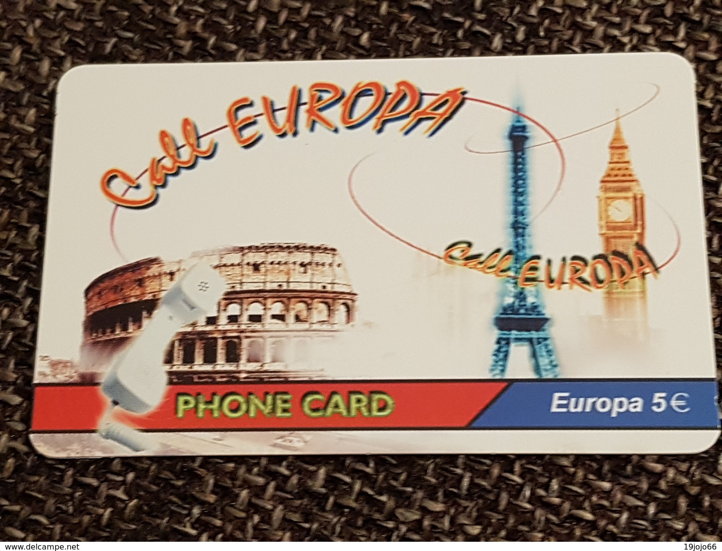 Call  Europe - 5 Euro Eiffel Tower - Collosseum - Big Ben   - Little Printed   -   Used Condition - [2] Prepaid