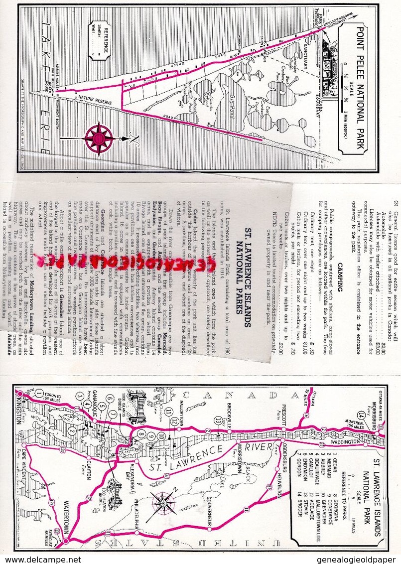 CANADA-DEPLIANT TOURISTIQUE POINT PELEE GEORGIAN BAY ISLANDS-ST LAWRENCE ISLANDS-FORT MALDEN -FORT WELLINGTON-1949 - Dépliants Touristiques