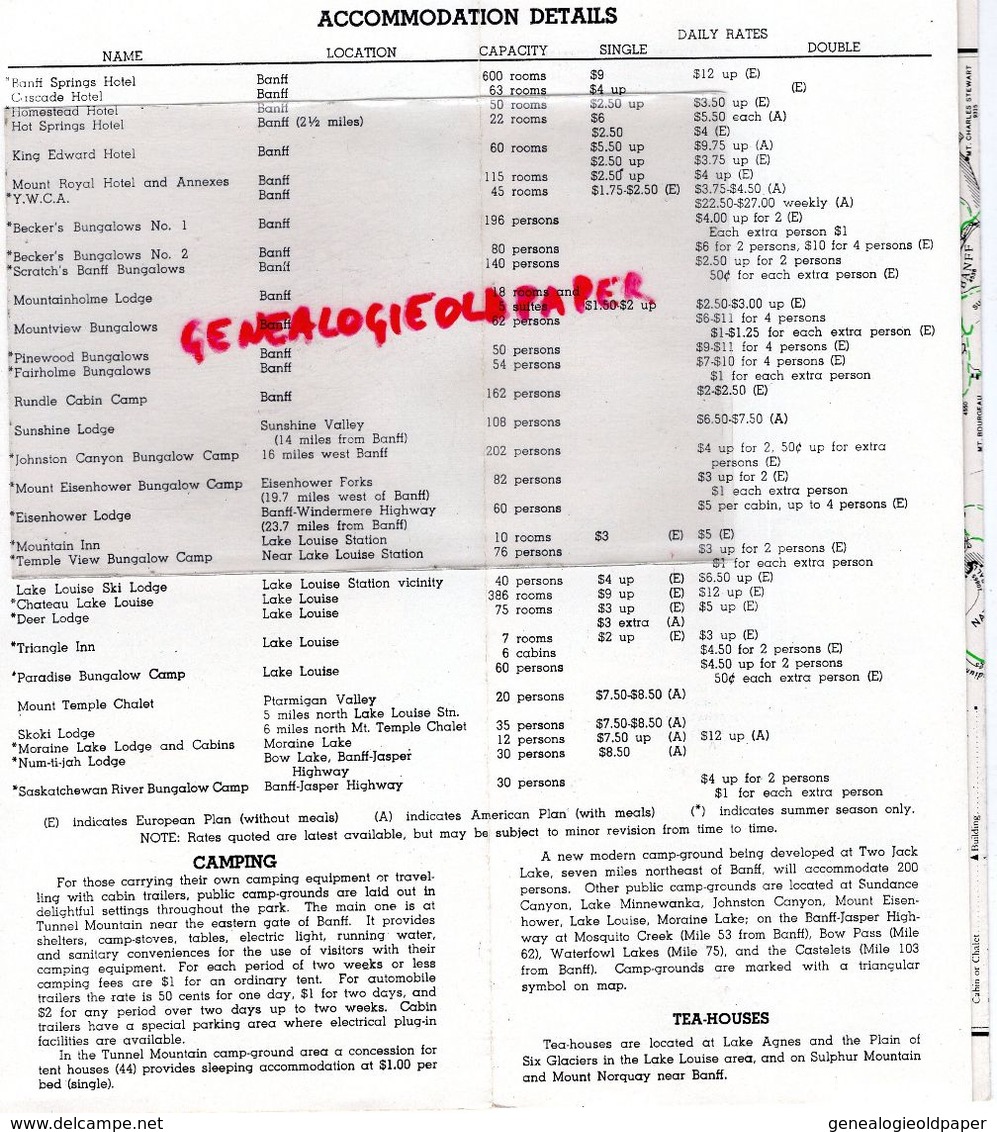 CANADA-DEPLIANT TOURISTIQUE BANFF AND VICINITY-NATIONAL PARK-1949-ALBERTA-BOW RIVER-YOHO-STONEY SQUAW-SULPHUR - Dépliants Touristiques