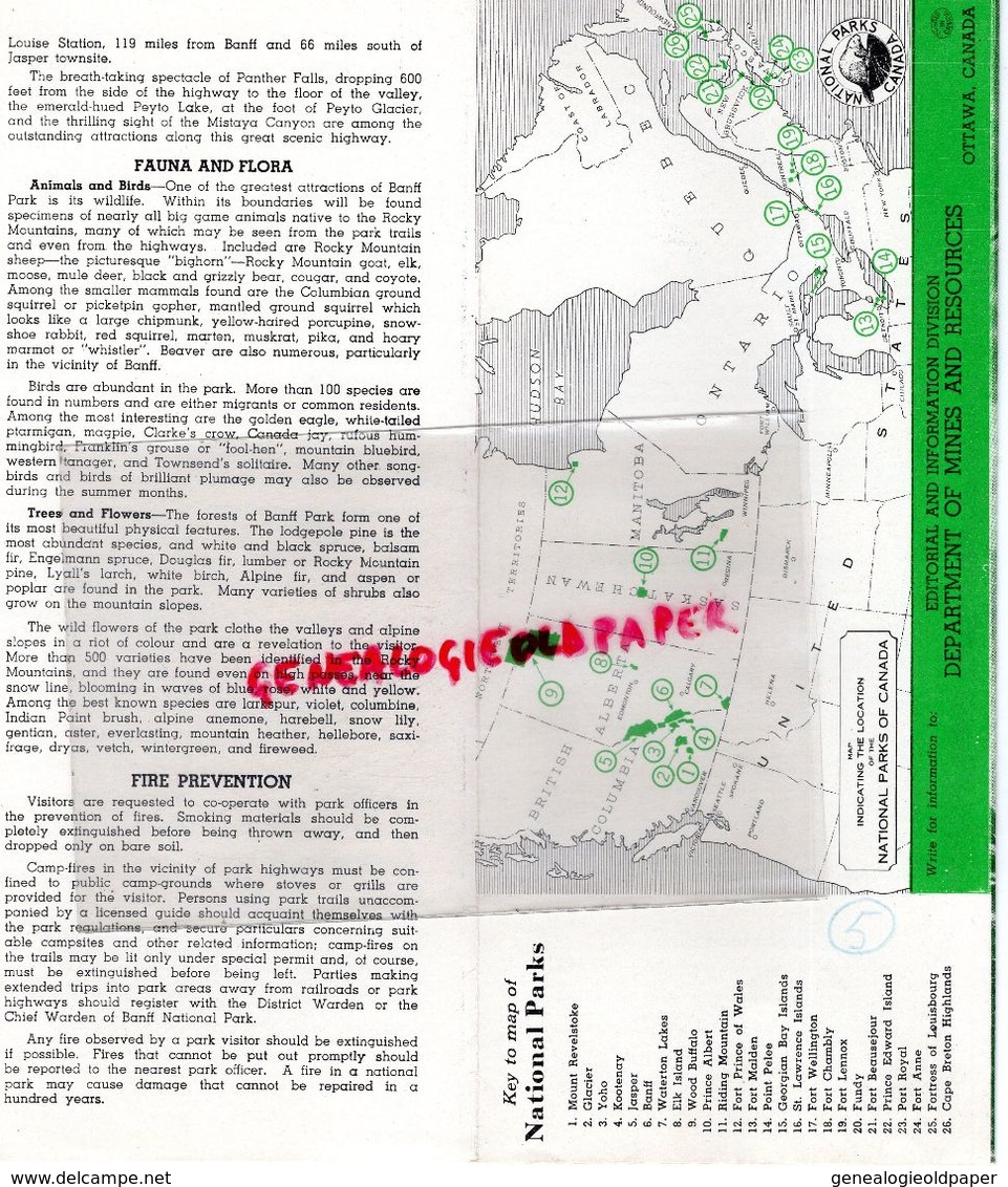 CANADA-DEPLIANT TOURISTIQUE BANFF AND VICINITY-NATIONAL PARK-1949-ALBERTA-BOW RIVER-YOHO-STONEY SQUAW-SULPHUR