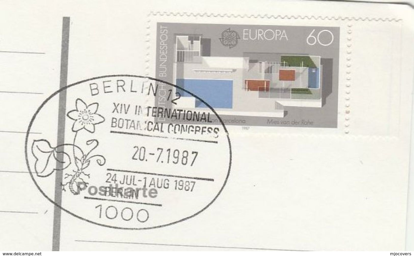 1987 BERLIN INTERNATIONAL BOTANICAL Congress  EVENT COVER  Card GERMANY Flower Stamps Flowers - Other & Unclassified