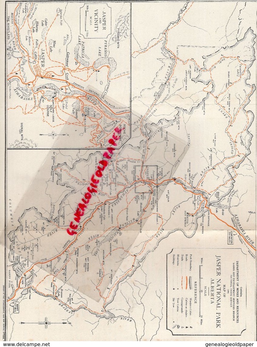 CANADA-DEPLIANT TOURISTIQUE JASPER  -NATIONAL PARK-1949-ALBERTA- SNOW DOME GLACIER-ATHABASKA RIVER-MALIGNE LAKE- - Dépliants Touristiques