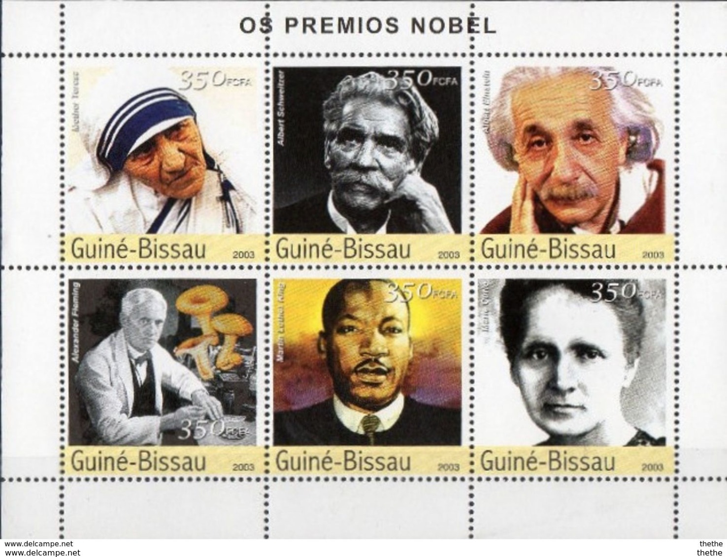 GUINEE BISSAU - Prix Nobel - Mère Teresa-A. Einstein--A.Fleming - Martin Luther King - Marie Curie - Nobel Prize Laureates