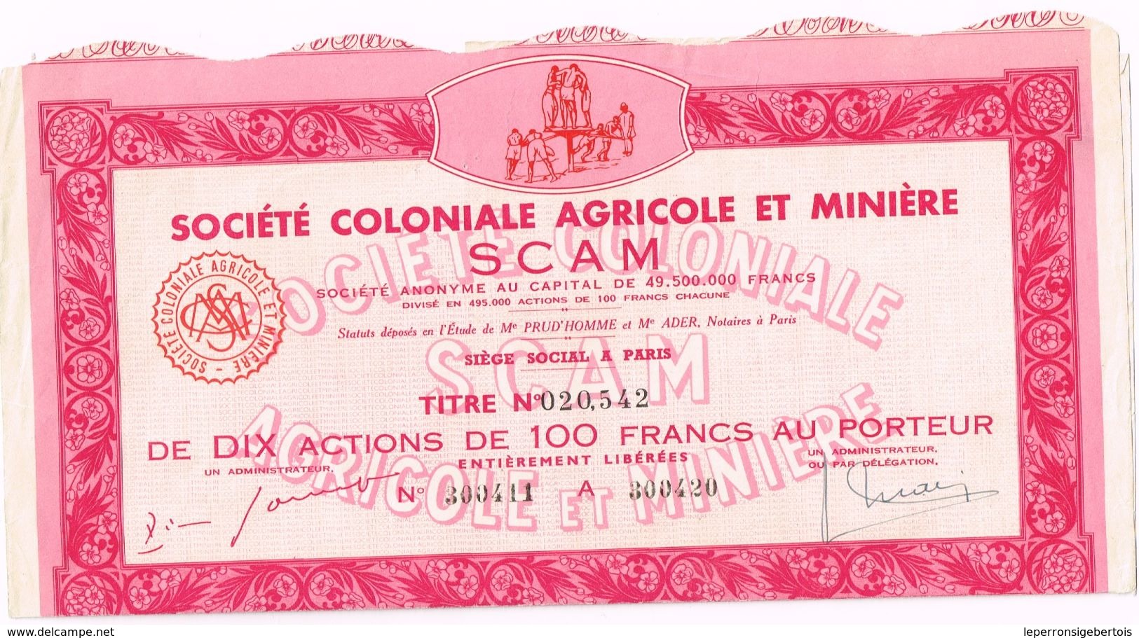 Action Ancienne - Sté Coloniale Agricole Et Minière SCAM - - Afrique