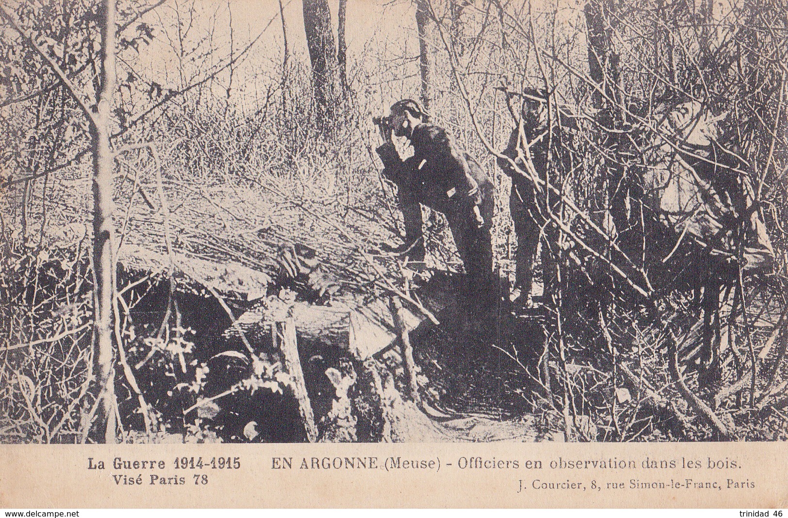 MILITAIRE EN ARGONNE OFFICIERS EN OBSERVATION DANS LES BOIS GUERRE 14 18 - War 1914-18