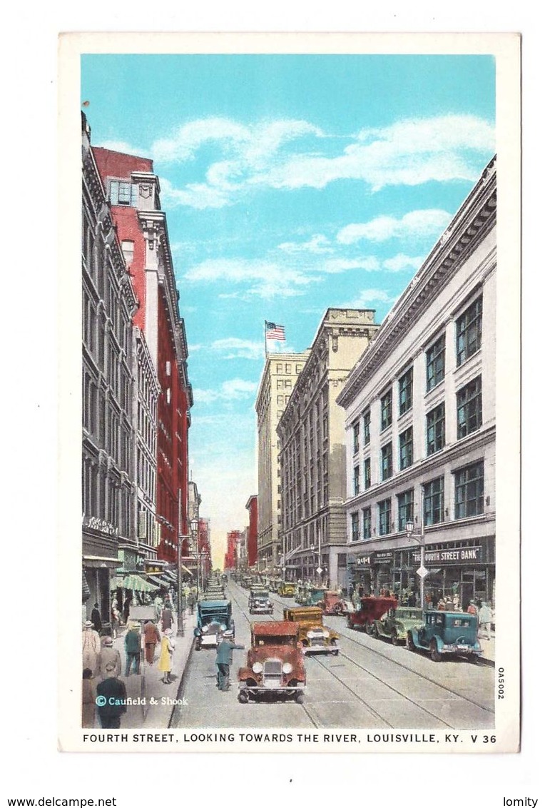 USA Kentucky Louisville Fourth Street Looking Towards The River Cpa Vieille Voiture Automobile Auto - Louisville