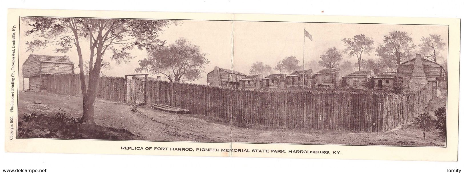 USA KY Harrodsburg Fort Harrod Pioneer Memorial State Park Cpa Double Carte - Autres & Non Classés