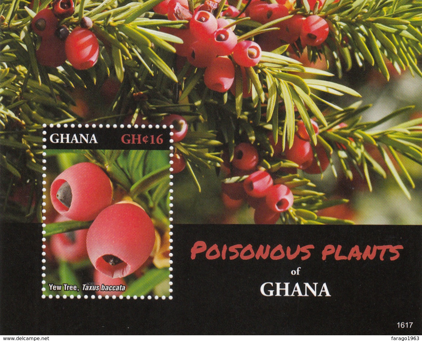 2016 Ghana Poisonous Plants Flowers   - 3 Souvenir Sheets Complete MNH - Ghana (1957-...)