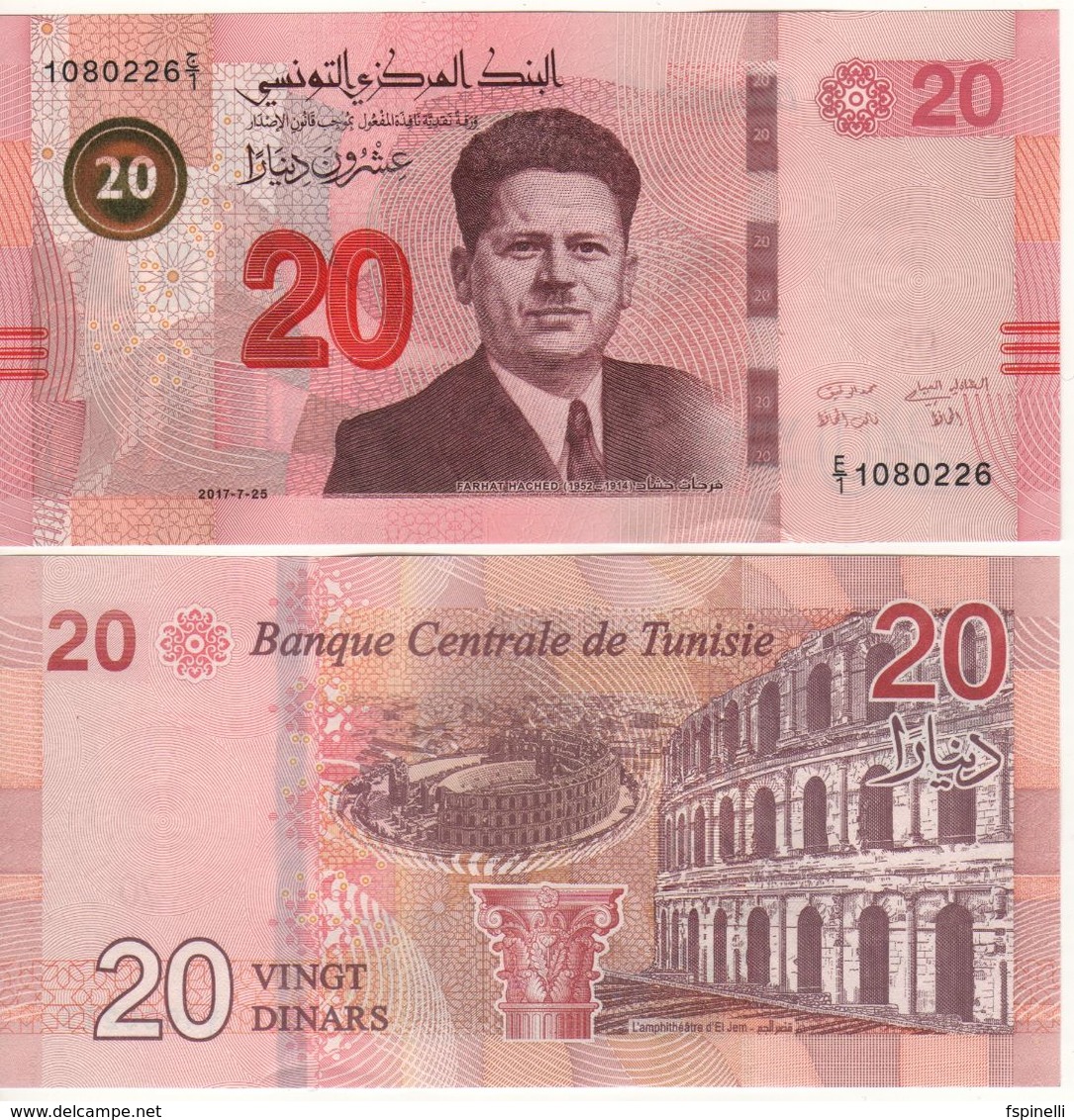 TUNISIA  Newly ISSUED  20 Dinars  Pnew    2017    UNC - Tunisia