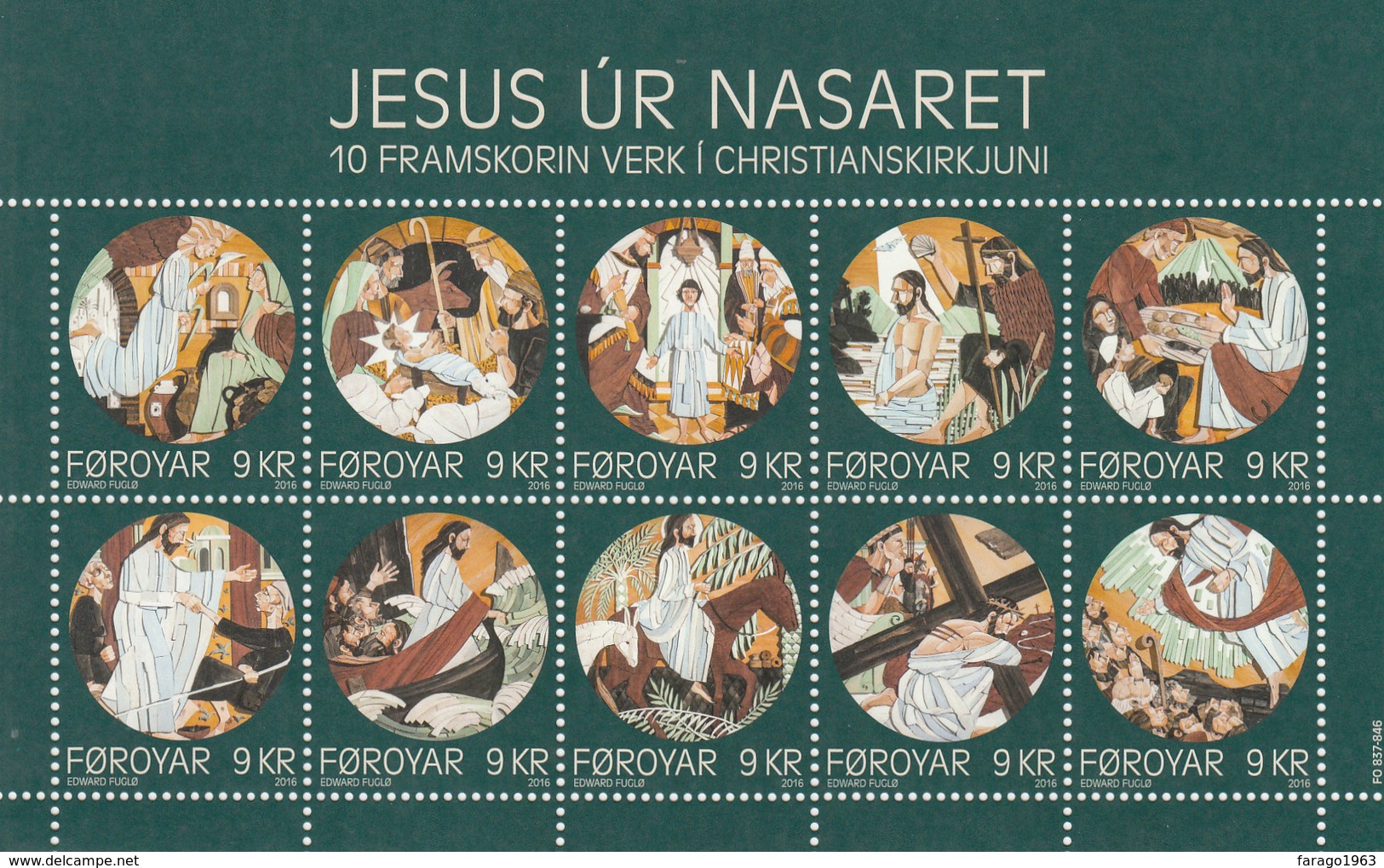 2016 Faroe Christmas Noel Miniature Sheet Of 10 Complete MNH @ 60% Of Face Value - Christmas
