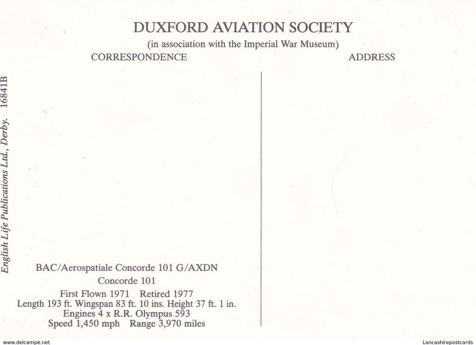 Postcard Concorde 101 G/AXDN BAC Aerospatiale By Duxford Aviation Society   My Ref  B22384 - 1946-....: Moderne