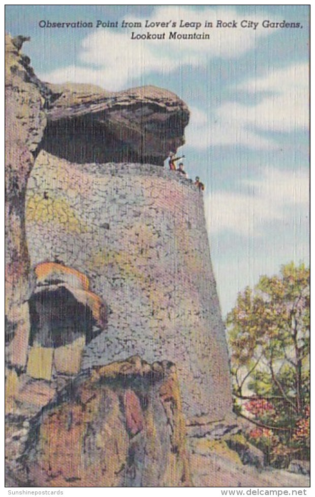 Tennessee Chattanooga Observation Point From Lover's Leap Rock City Gardens Lookout Mountain Curteich - Chattanooga