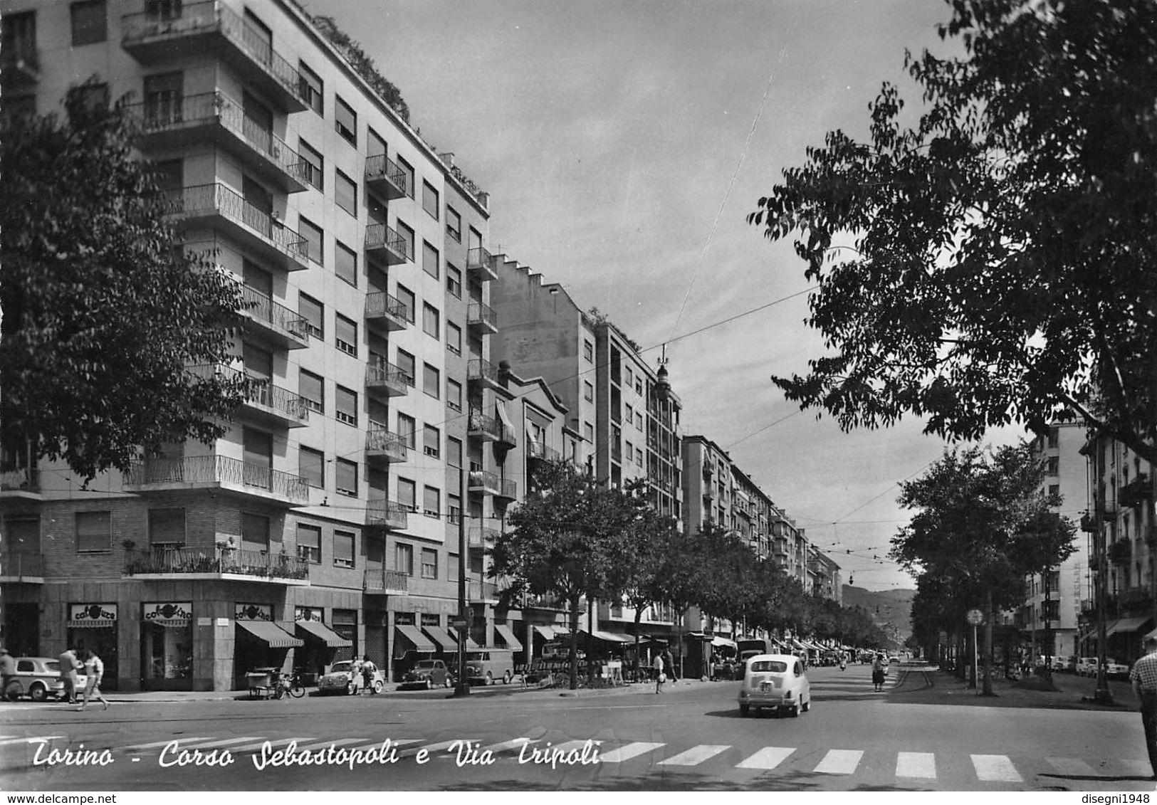 07303 "TORINO - C.SO PESCHIERA SEB. E VIA TRIPOLI - SACAT"  ANIM. AUTO ANNI '50. CART. ORIG. NON SPED. - Multi-vues, Vues Panoramiques